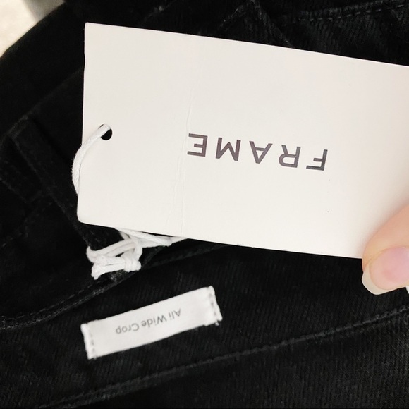 Frame Ali Wide Leg Crop Button Fly Black Jeans 31 - Picture 7 of 11